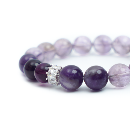デザイン・天然石ブレスレット・アメジスト・11-12mm・ZSJ001
