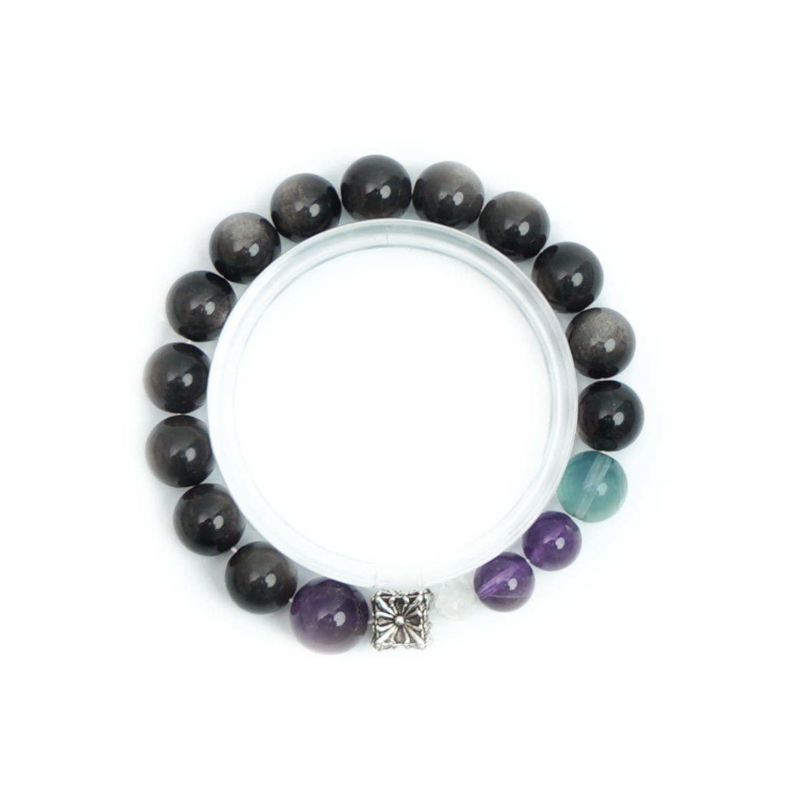 デザイン・天然石ブレスレット・シルバーオブシディアン・10mm・YYS001