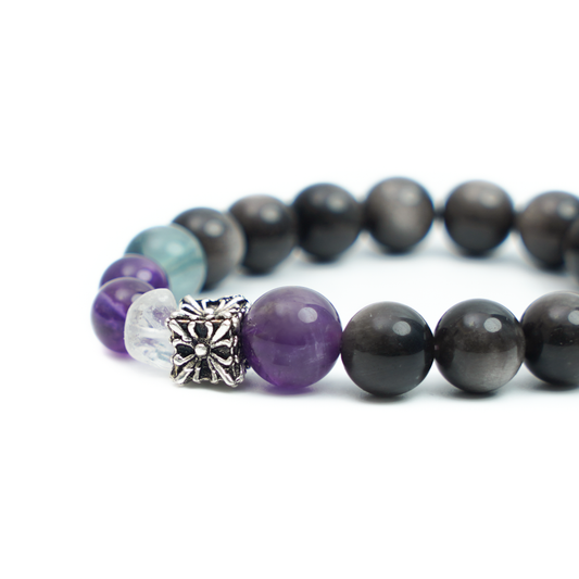 デザイン・天然石ブレスレット・シルバーオブシディアン・10mm・YYS001