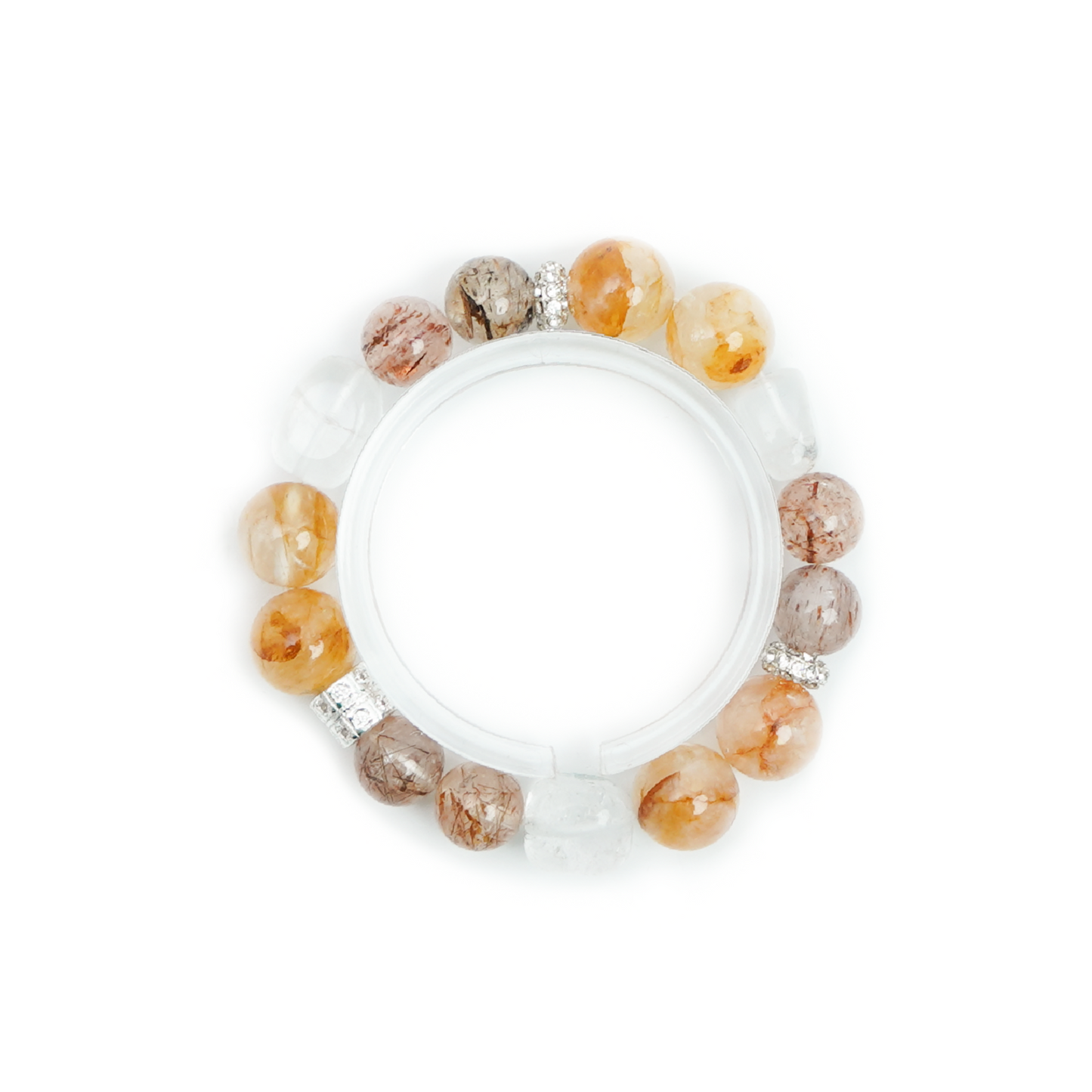 デザイン・天然石ブレスレット・ブラックゴールドスーパーセブンルチル・12mm・HJH002