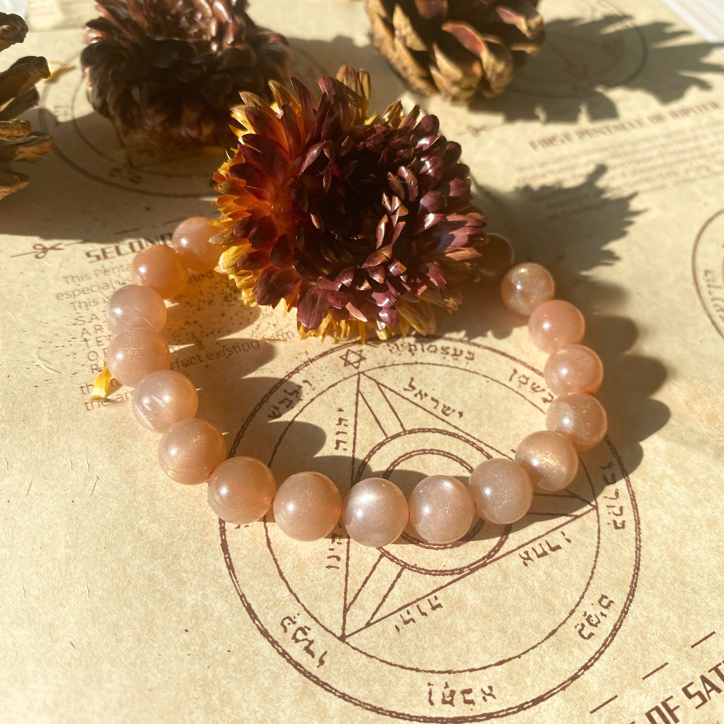 オレンジムーンストーン・天然石ブレスレット・Orange Moonstone・ GDML08