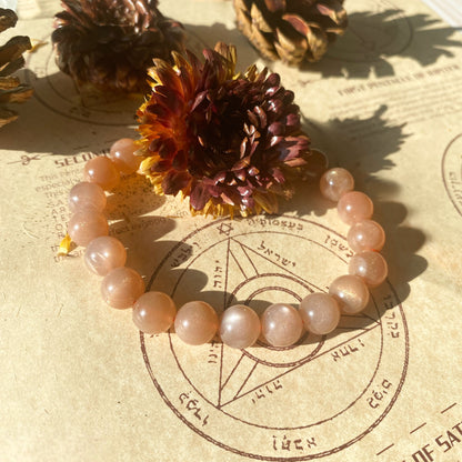 オレンジムーンストーン・天然石ブレスレット・Orange Moonstone・ GDML08