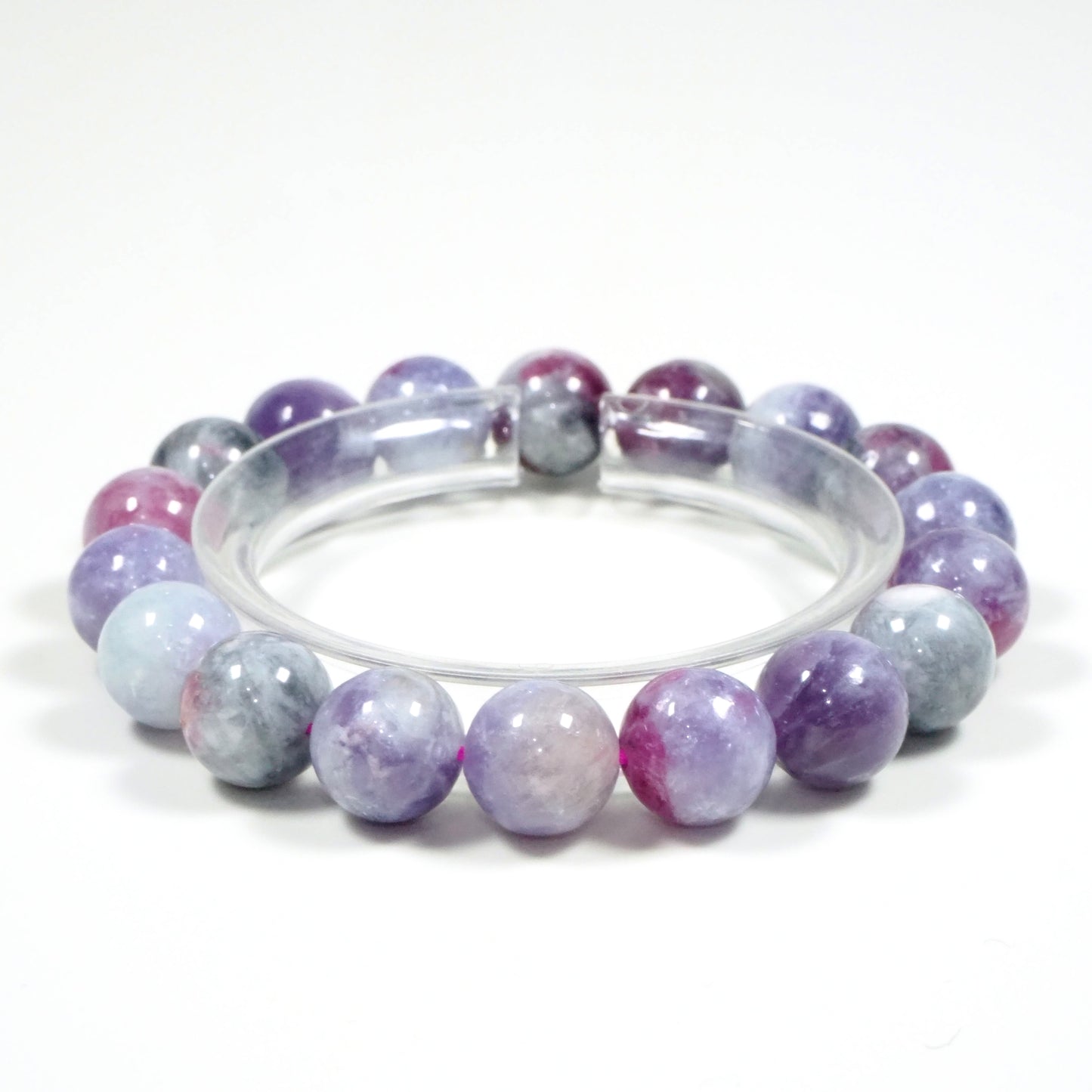 パープルレピドライト共生・リチア雲母・天然石ブレスレット・Lepidolite・ZZJ