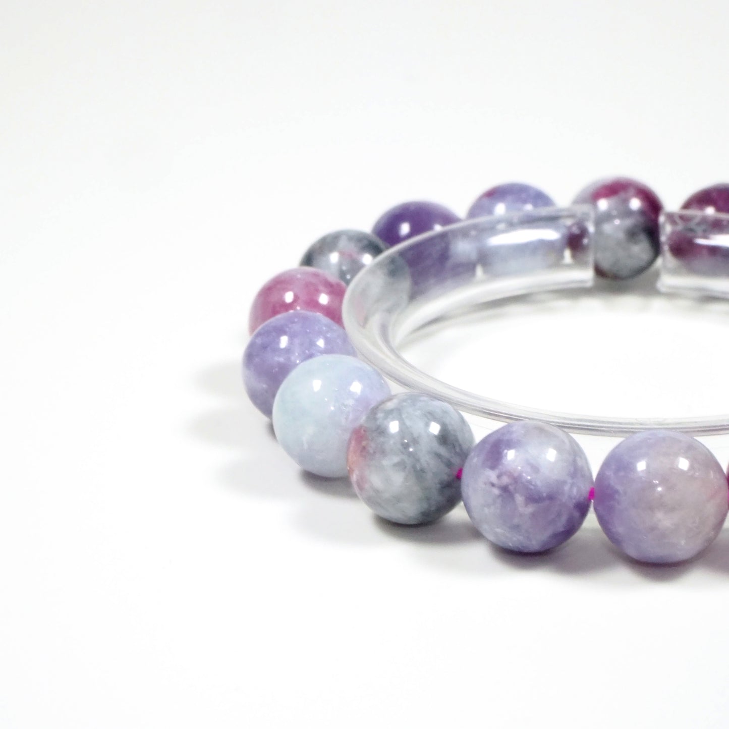 パープルレピドライト共生・リチア雲母・天然石ブレスレット・Lepidolite・ZZJ