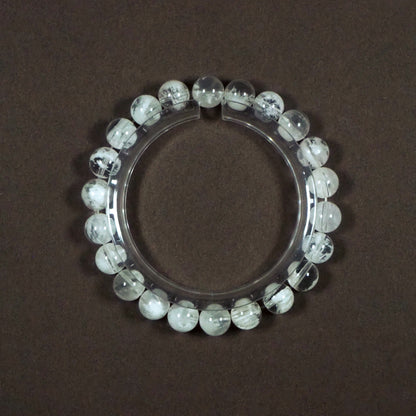 高品質・ホワイトスノーフレークファントムクォーツ・天然石ブレスレット・ XHYL