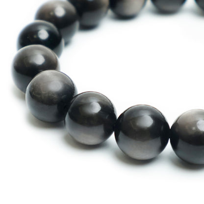 高品質・銀曜石・シルバーオブシディアン・天然石ブレスレット・silver obsidian・ SLS10